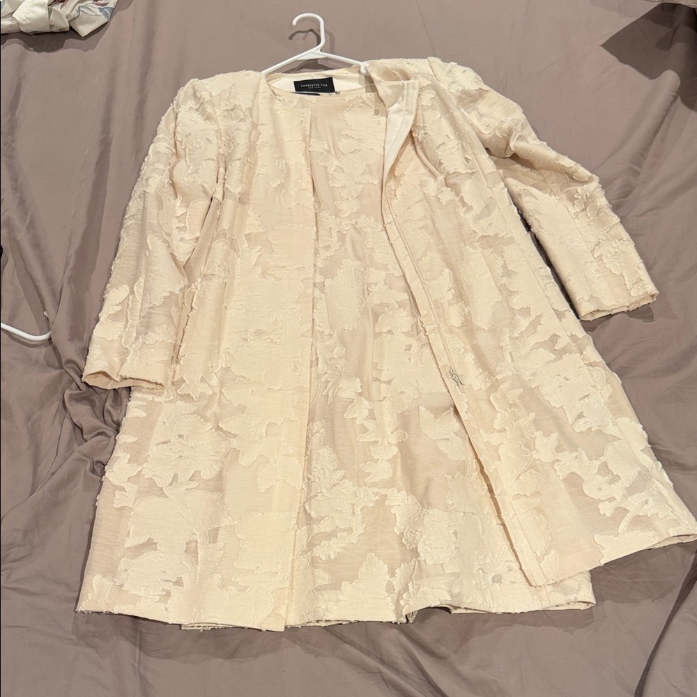 Lafayette 148 New York Cream Floral Midi Dress